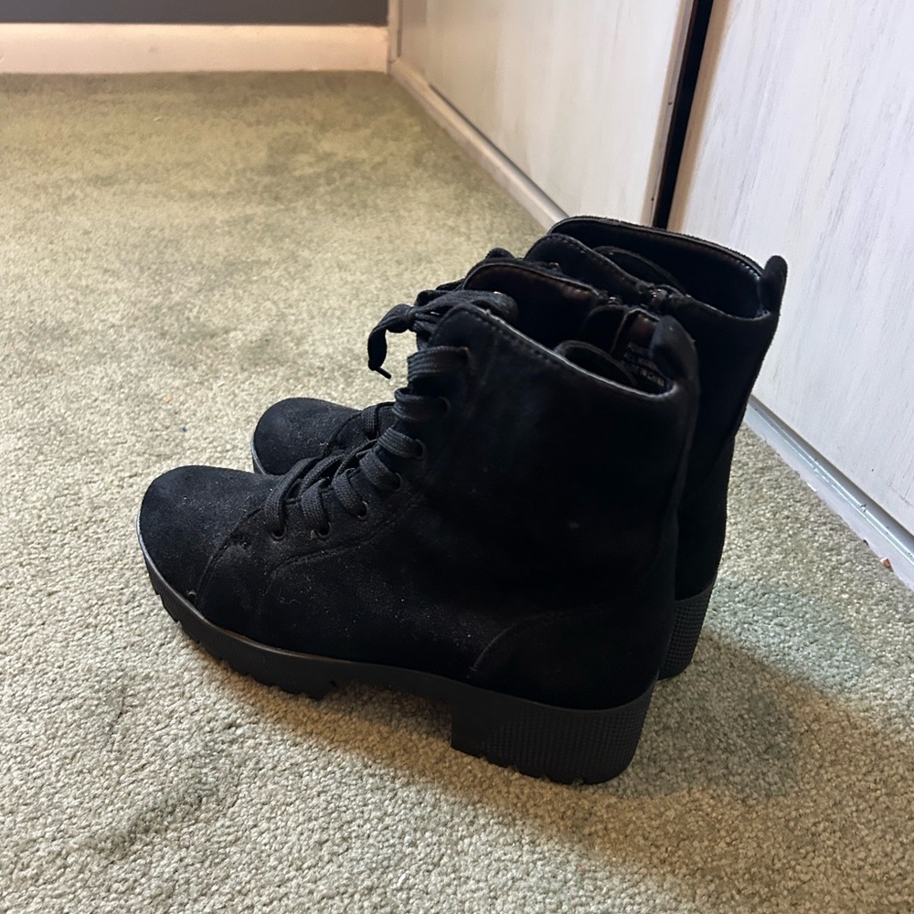 Suede chunky combat boots